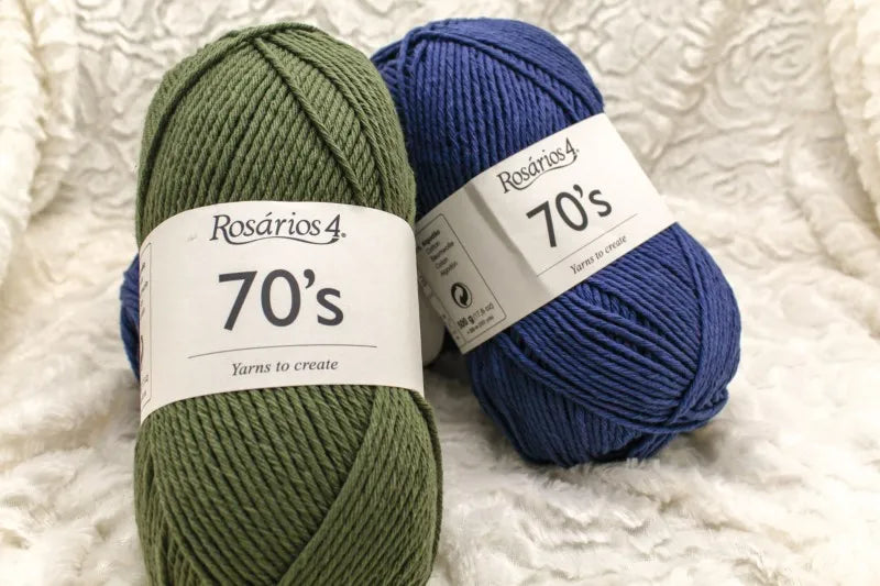 Duurzaam garen: Rosários 4 70's in de kleuren donkergroen en donkerblauw