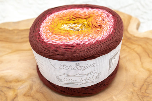 Bol duurzaam garen van Scheepjes: Cotton Whirl in kleur 714 kers op de taart