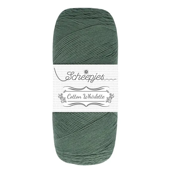 Duurzaam garen: Scheepjes Cotton Whirlette in kleur 805 Zeewier groen