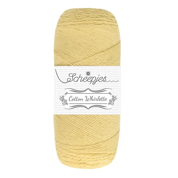 Duurzaam garen: Scheepjes Cotton Whirlette in kleur 812 Zacht geel