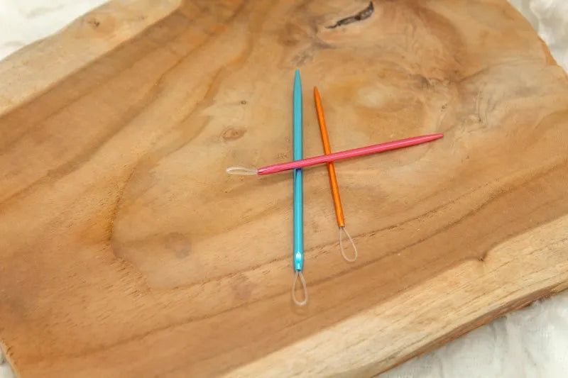 Set wolnaalden met flexibel oog, fijne Stopnaalden van KnitPro