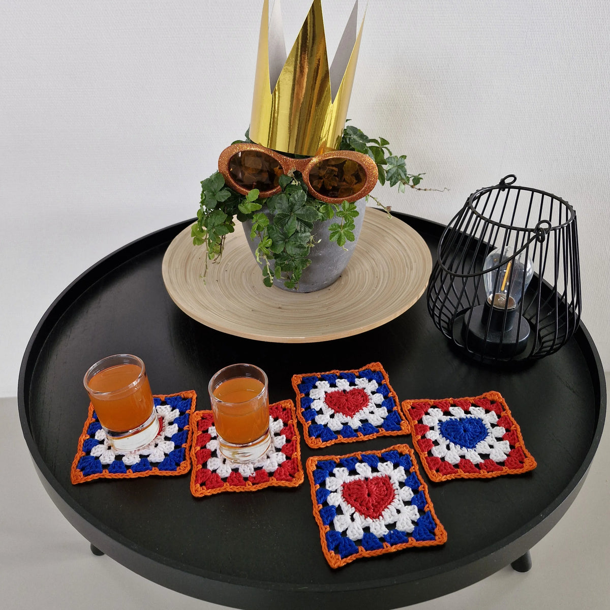 Gehaakt Haakpatroon granny square voor Koningsdag ontworpen door Marjahaakt