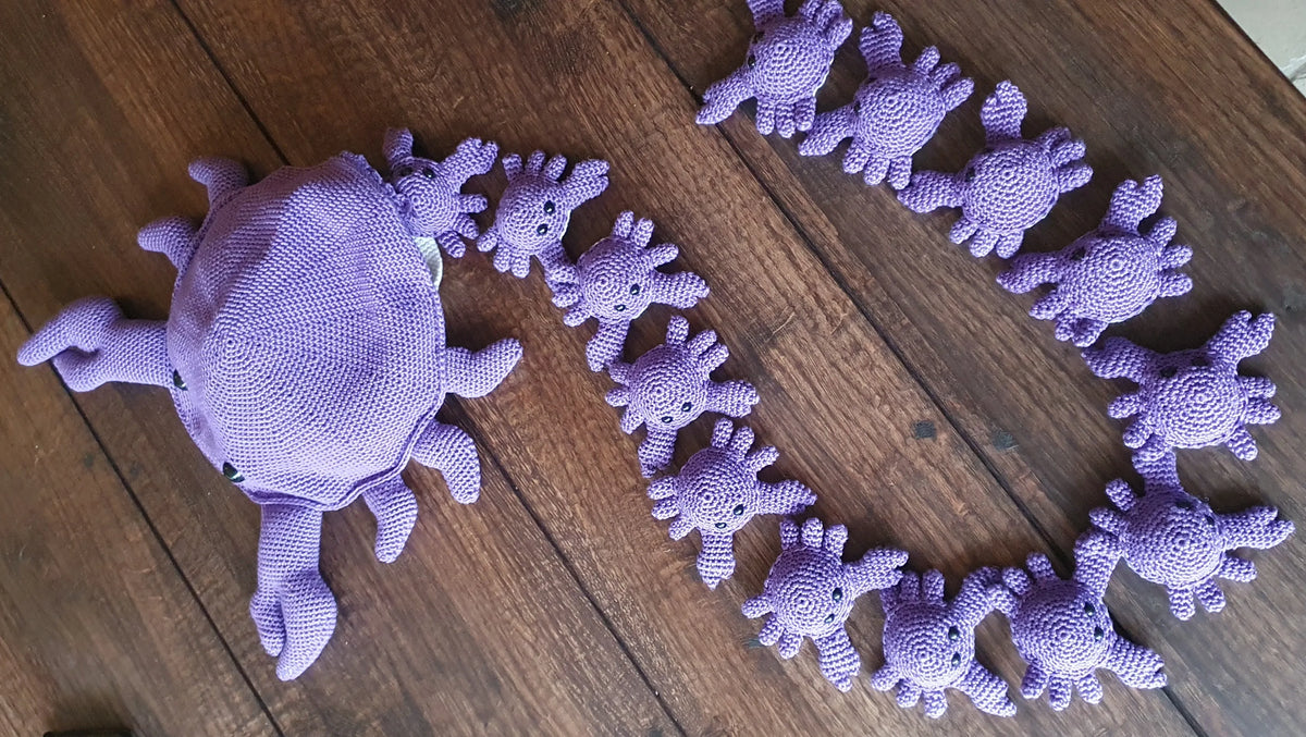 Gehaakt Haakpatroon memory spel Krab ontworpen door Haaksels en breisels