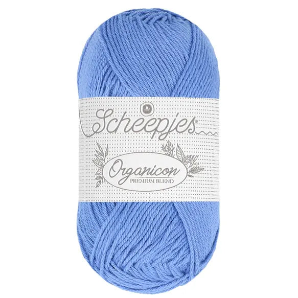 Duurzaam garen: Scheepjes Organicon in kleur 253 Korenbloem blauw