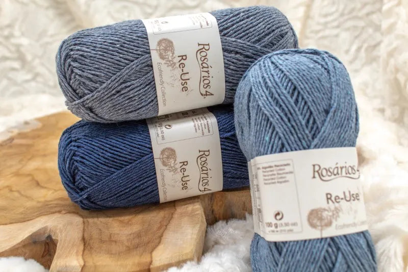 Drie kleuren blauw van het gerecyclede spijkerbroeken garen Re-Use van Rosários 4