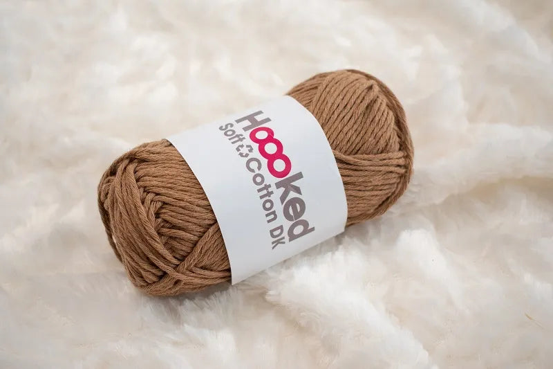 Duurzaam garen: Hoooked Soft Cotton DK in kleur Bruin - Cairo Caramel