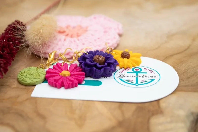 Handgemaakte Set van 4 zomerse steekmarkeerders, handgemaakt door Beaudeleine