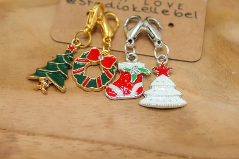 Handgemaakte Set van 4 kerst steekmarkeerders, handgemaakt door Studio Kellebel