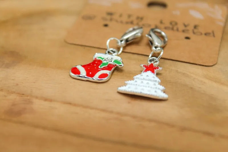 Handgemaakte Steekmarkeerder set kerst - zilver, handgemaakt door Studio Kellebel