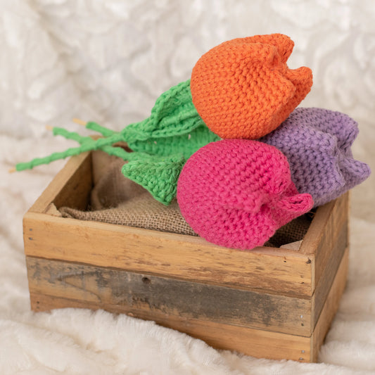 Gehaakt Haakpatroon tulpen ontworpen door Cora's Knit Knacks