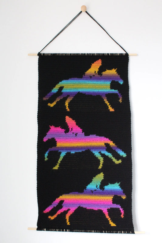 Gehaakt Haakpatroon wandkleed paard ontworpen door LarissDesigns