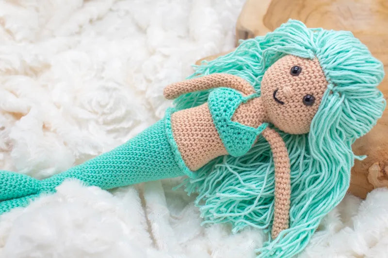 Gehaakt Haakpatroon zeemeermin Soleil ontworpen door Cora's Knit Knacks